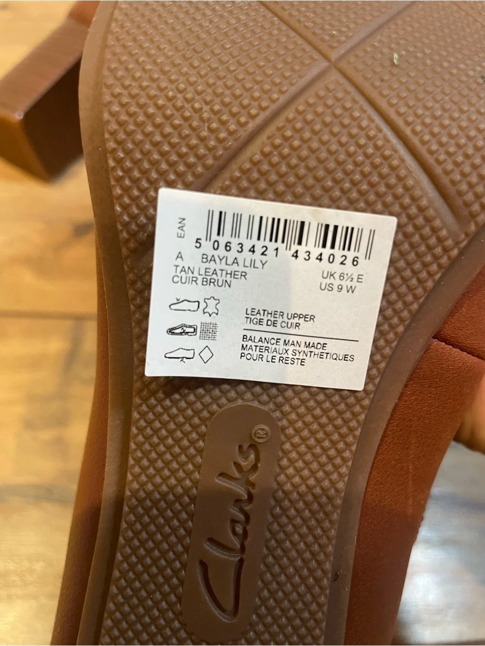 Clarks Bayla Lily Tan Brown Mary Jane Block Heel